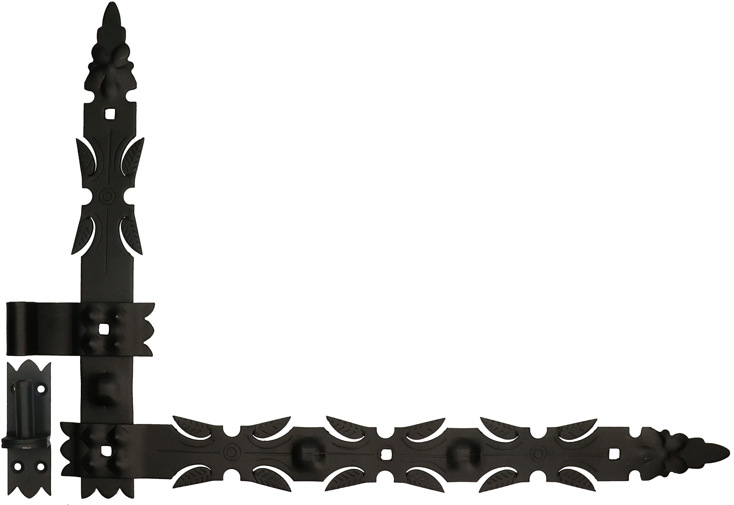 KOTARBAU® 2 x Bisagras angulares de acero forjado, Herraje para contraventanas, puertas, Bisagras en L 800 mm, Bisagras para contraventanas de madera, Bisagras decorativas, 2 Goznes con pernios, Negro