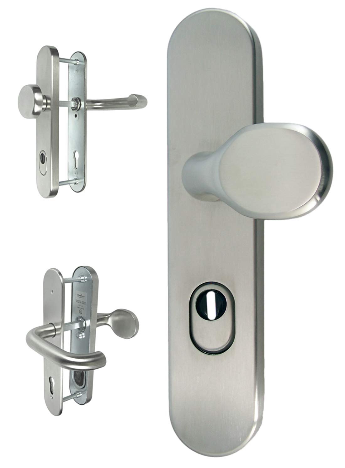 Edelstahl Wohnungstür Schutzbeschlag 1586 U-Form WE-72mm ES1 mit ZA Türdrücker