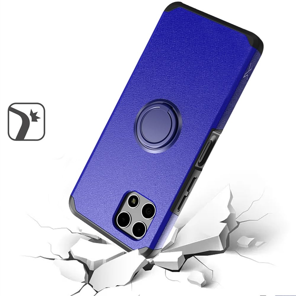 PT - Funda Híbrida De Vidrio Templado Soporte De Anillo A Prueba De Golpes Para T-Mobile RevVL 7 5G Soporte De Regalo (azul