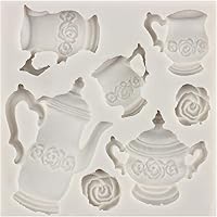 Vista 8 de Moldes para tartas de fiesta de té, camafeo con marcos de fotos, molde de silicona, tetera, tazas de té, corona, molde de chocolate para decoración