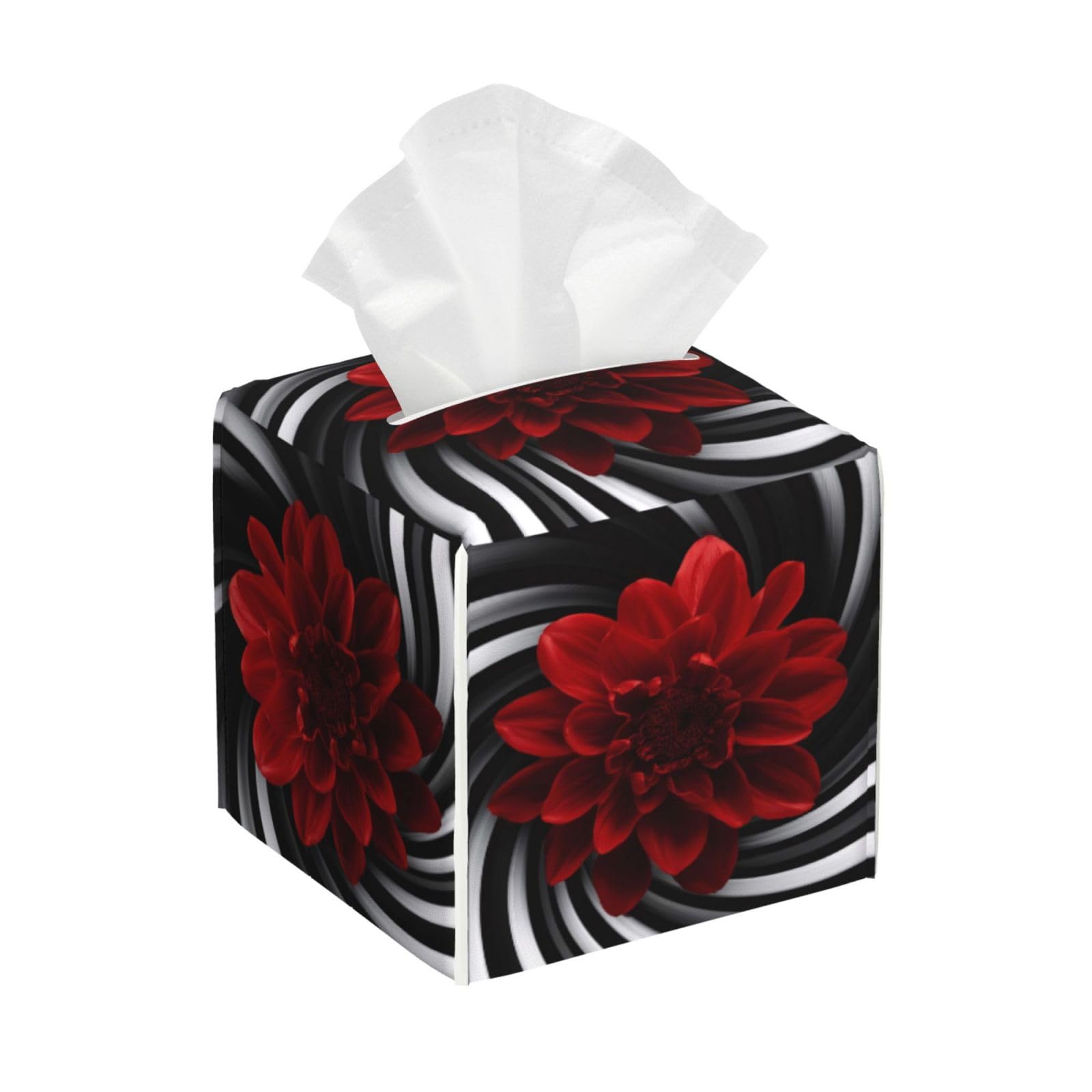 Red Flower Tissue Box Cover Square Cube Boxes