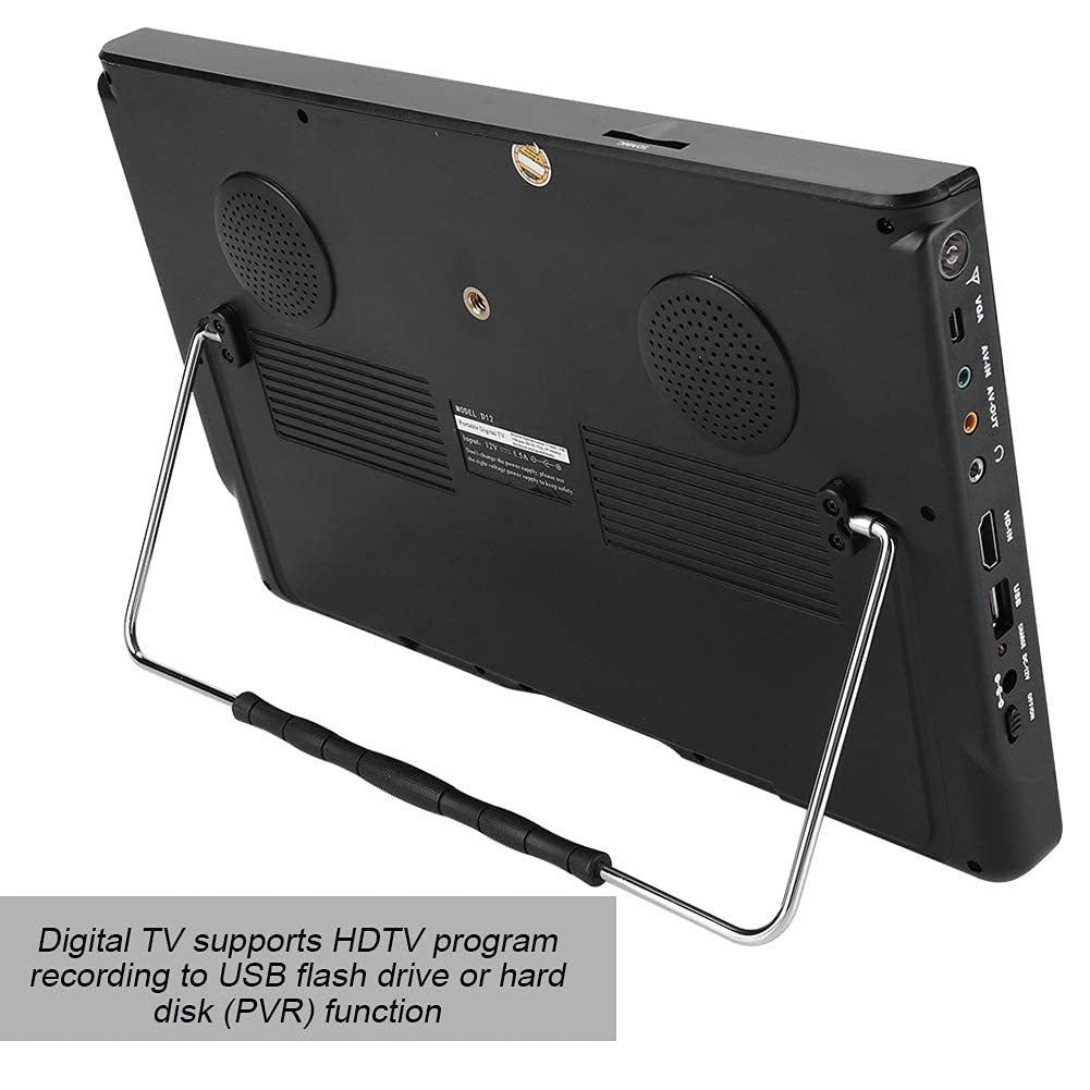 Téléviseur numérique Portable, Lecteur de télévision numérique Portable 1080P 12 Pouces 16: 9 LED, pour Chambre à Coucher, Cuisine, Caravane, Voiture, avec Support