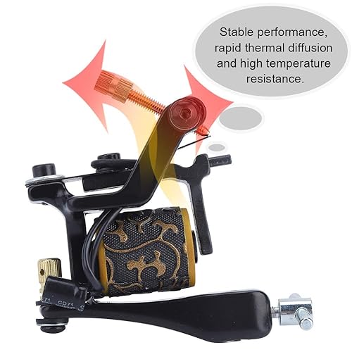 Miniatura 4 de 12 bobinas de deformación máquina de tatuaje, bobinas de cobre hierro único patrón tatuaje pistola para trazador de líneas tallada marco aleación