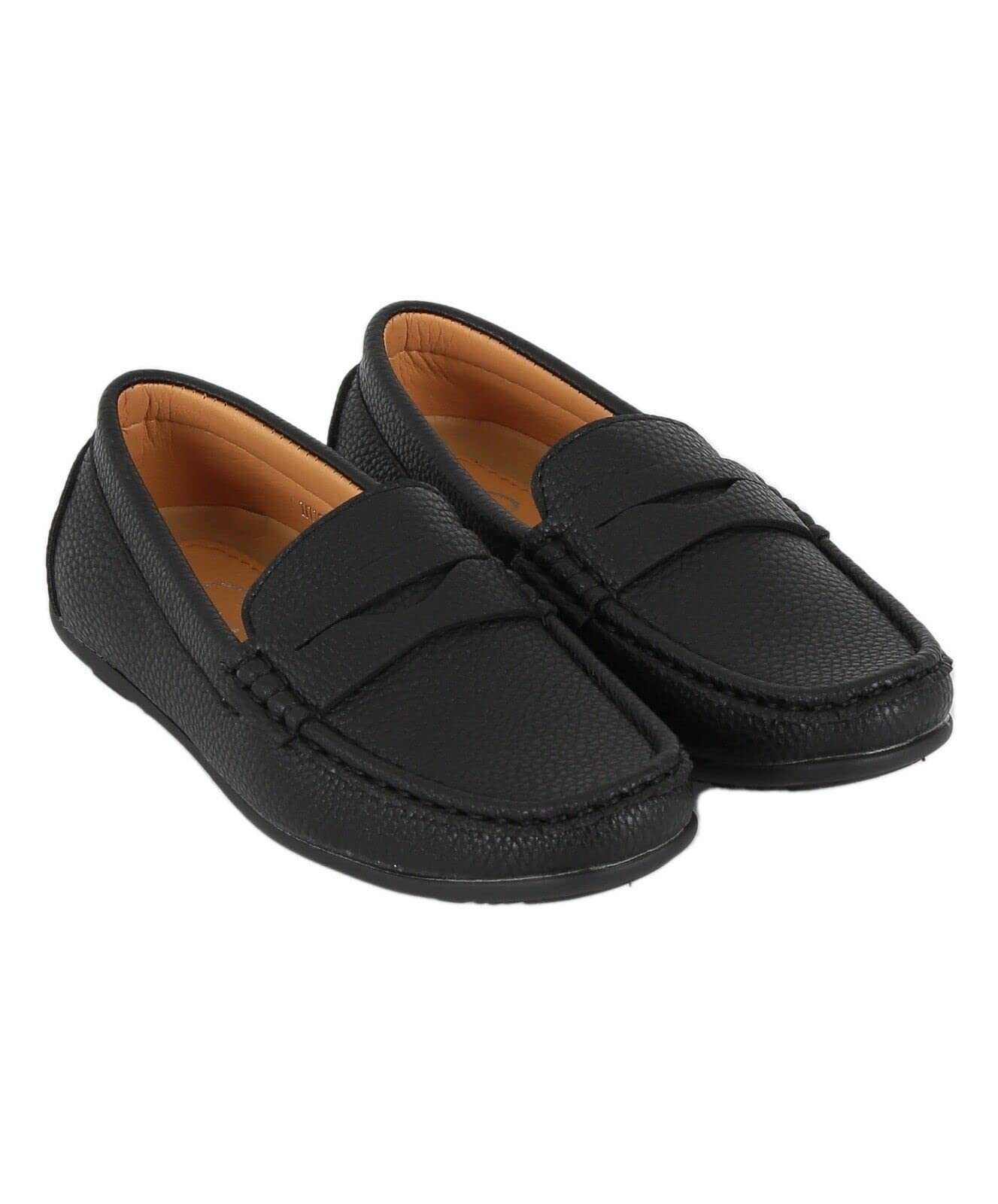 Mocassino da Ragazzo in Ecopelle con battistrada, Mocassino da Sposa, Classico, Elegante, Casual, Mocassino, Scarpe Nero Piatte Taglia UE 24