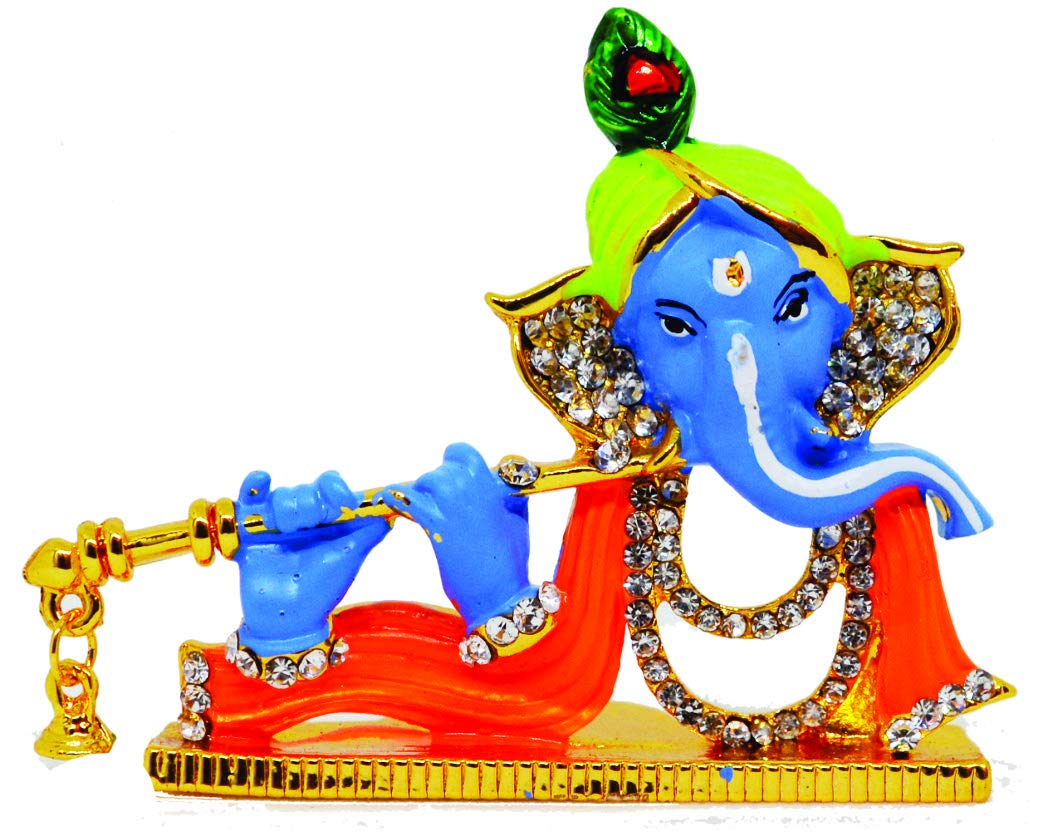 Saubhagya Global Gold Plated Idol/Murti/Statue Decorative Showpiece Gift Item for Car Dashboard/Puja/Mandir Pooja/Temple/Home Decor/Office Showpiece AAA Quality (Sky Blue)