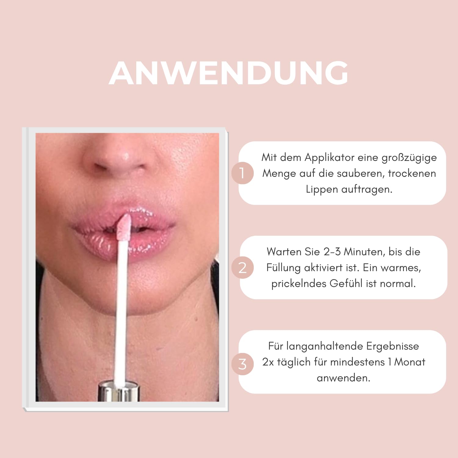 Sofortiger Lippenauffüller | aufgefüllte & füllige Lippen | vollere & weichere Lippen | reduziertes Erscheinungsbild von feinen Linien | Hyaluronsäure | helles Serum | 5 ml