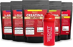 Kit Creatina L-Glutamina Beta-Alanina L-Arginina Isomaltulose - 100% Puras Importadas - Red Fit Nutrition