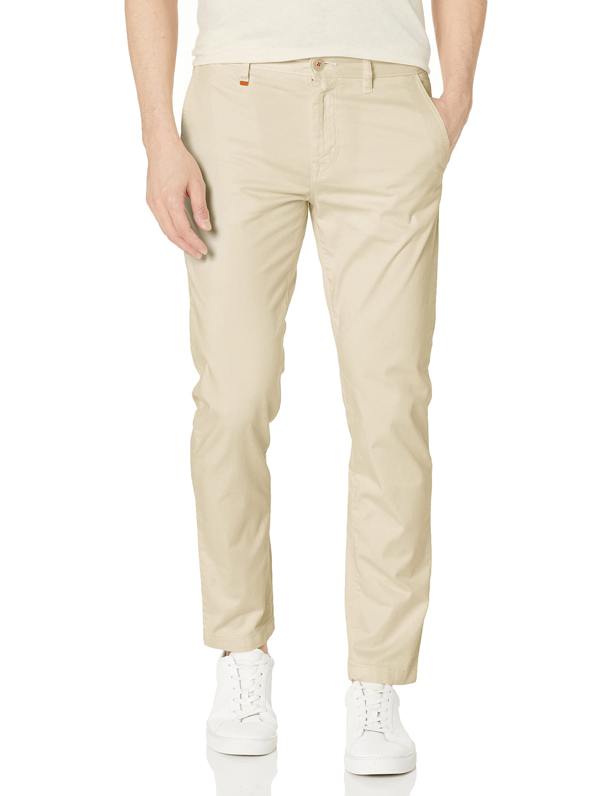 BOSS Mens Tapered Fit Cotton Blend Trousers