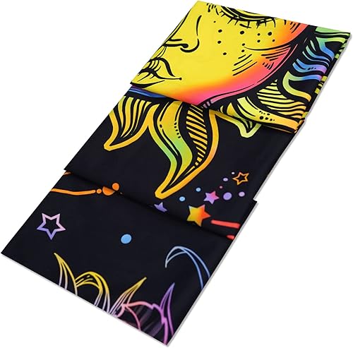 Miniatura 7 de Lifeella Tapiz de sol y luna con luz negra, tapices reactivos a los rayos UV que brillan en la oscuridad, estético místico para colgar en la pared,