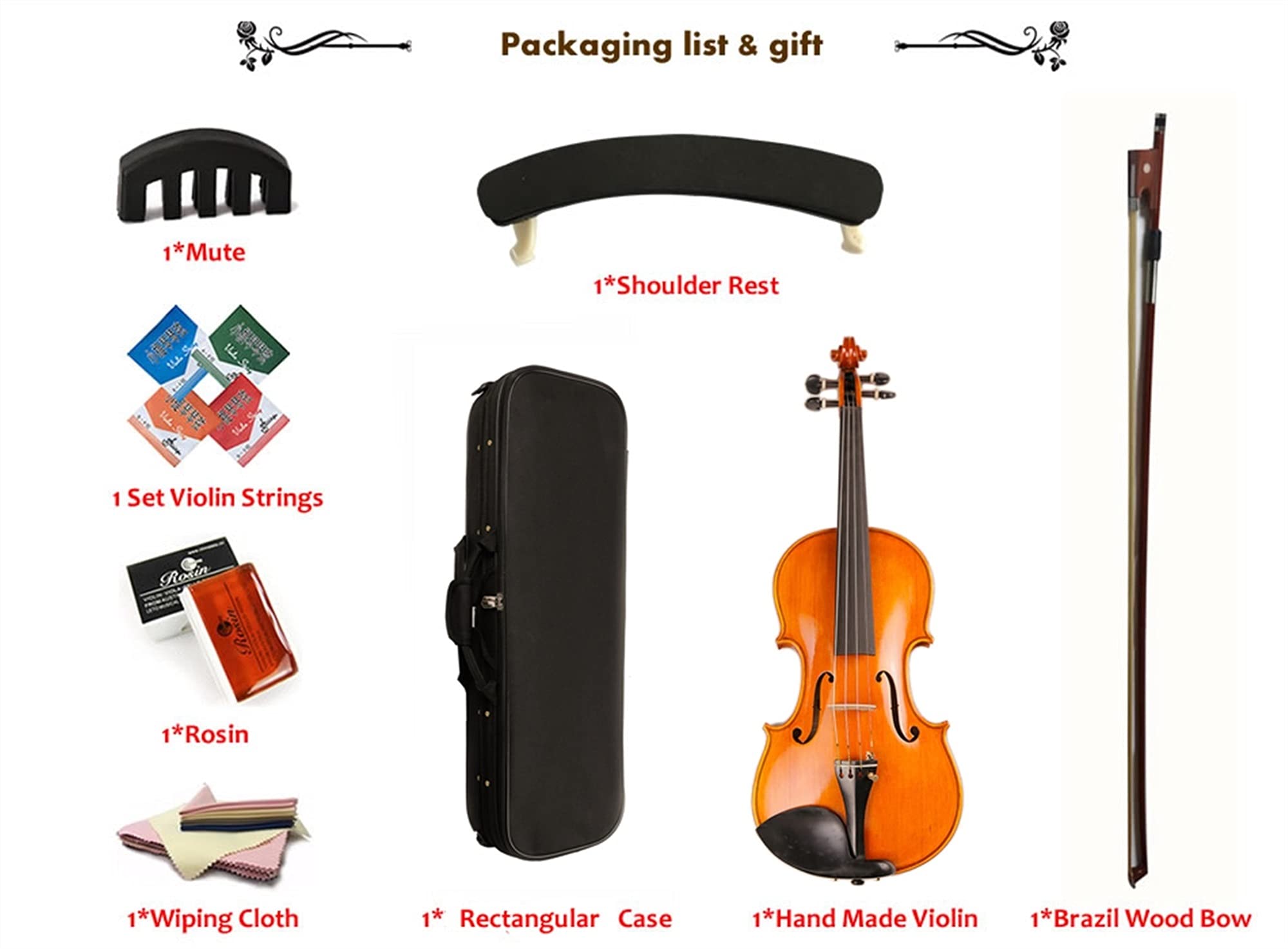 Violin 4/4 Maestro Maestro Violino Realizzato A Mano Europa Acero Blace Personalizzato Violino Antico violino principianti(3/4)