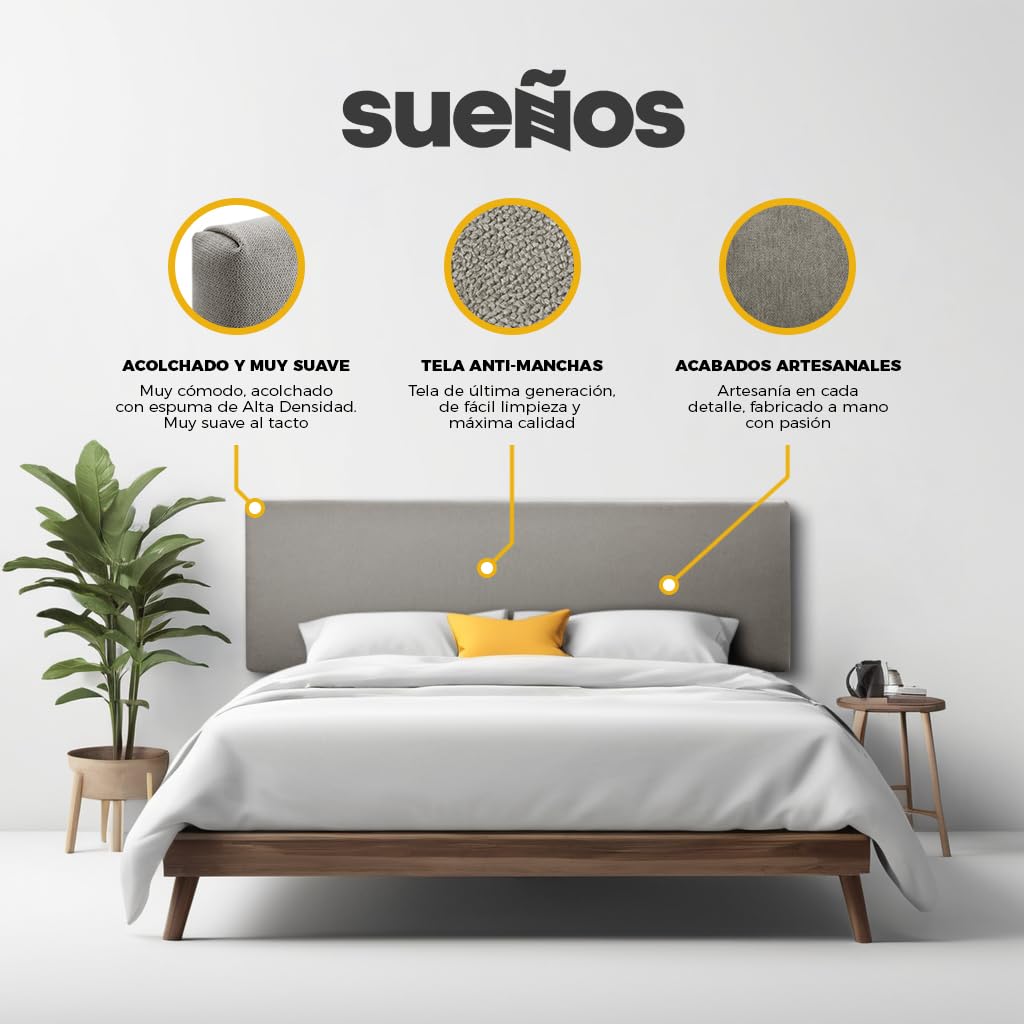 SUENOSZZZ-ESPECIALISTAS DEL DESCANSO Cabecero de Cama Liso tapizado en Tela para Camas de 90 y 105 (115 x 120 cm) Tela Verde Agua