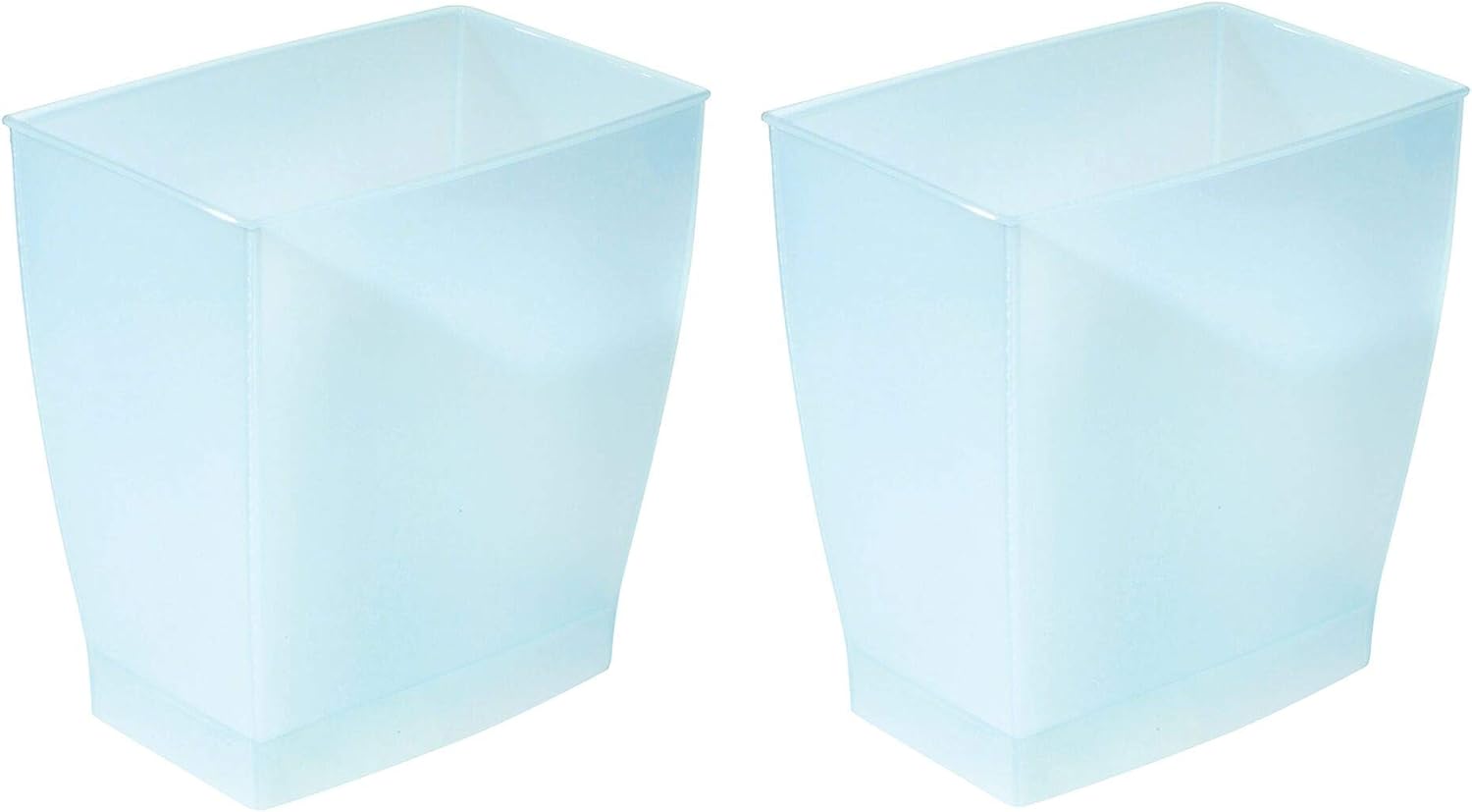 iDesign Spa Mono Rectangular Trash Can, Waste Basket for Bathroom, Bedroom, Office-Set of 2
