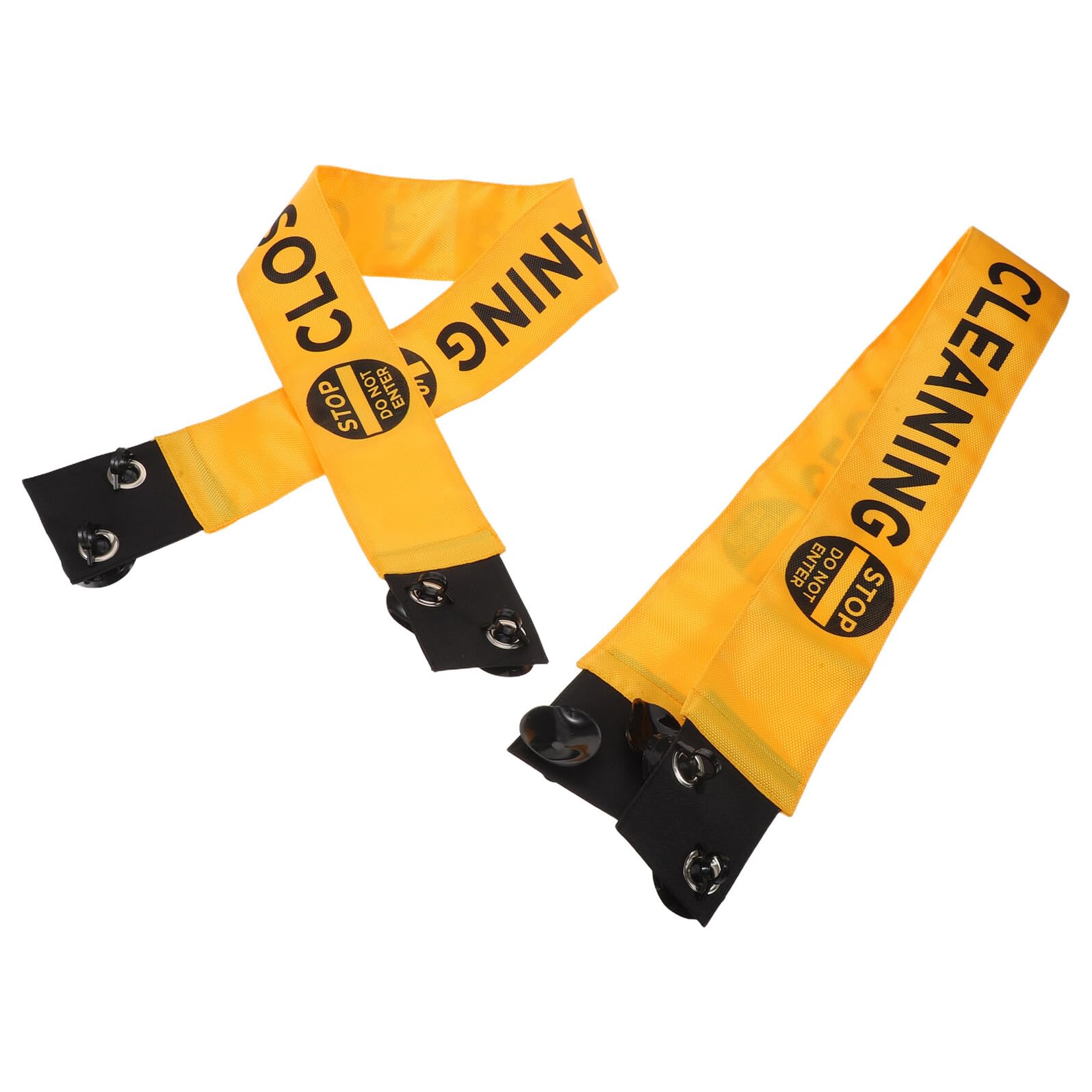 2Pcs Yellow Fabric Door Cleaning Sign with Magnetic Ends