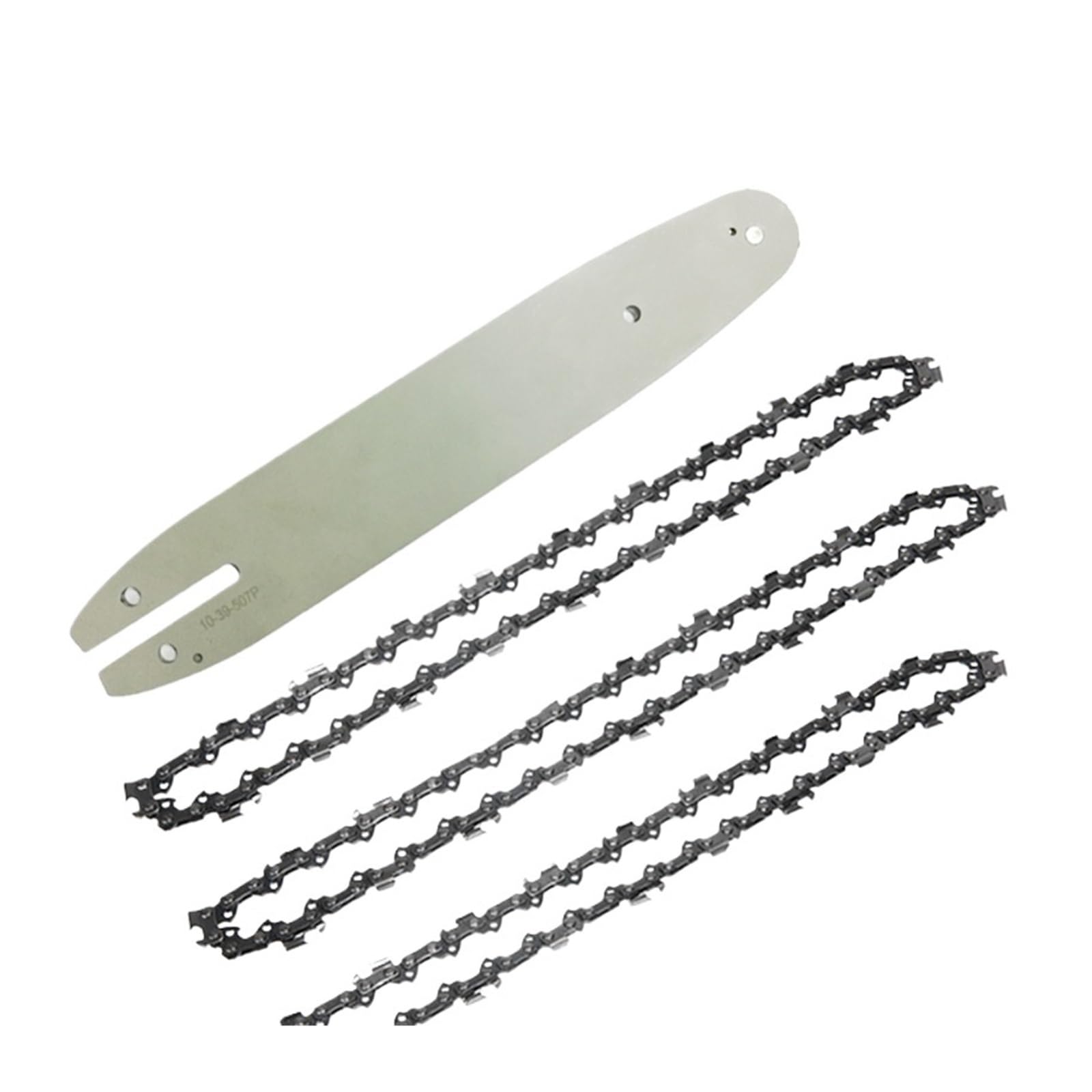 Genérico Cadena y Barra de 10", 39 eslabones, Paso 3/8 | Juego de cadena y barra para sierras de poda eléctricas, construcción metálica, para cortar madera(2xChain-1xGuide)