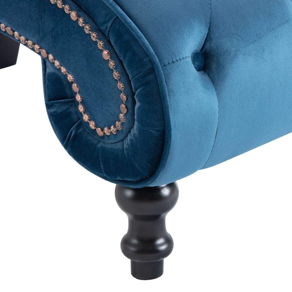 vidaXL Cislonga Imbottita Relax Ergonomica Trapuntata Chaise Lounge Sedia a Sdraio Lusso Elegante Morbida Ottomana Blu in Velluto
