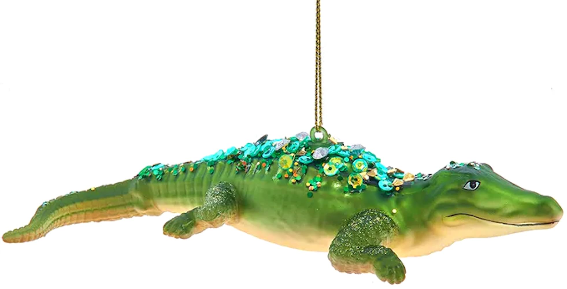 The Bridge Collection6" Sequined Alligator Ornament - Home for The Holidays - Christmas Tree Ornaments - Gator Ornament - Wildlife Ornament for Zoo Lovers - Deep South Ornament