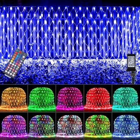 LitHome Color Changing 240 LED Christmas Net Lights,14.8ft x 5ft Mesh Fairy String Lights with Remote, Connectable Plug in Waterproof RGB Mesh Lights for Outdoor,Xmas Tree,Garden,Bushes Decorations Cover