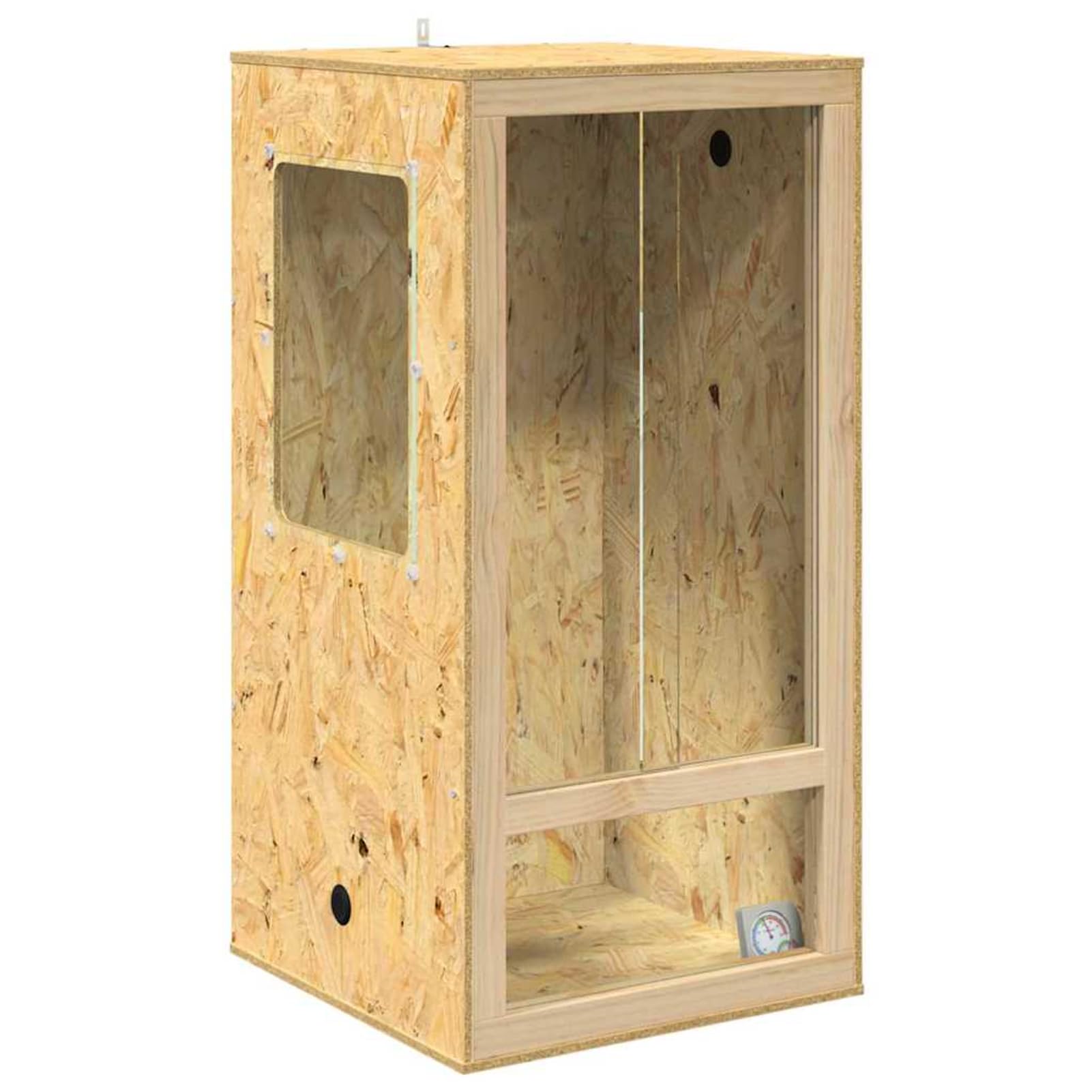 Terrario OSB Rustico per Rettili Roditori 50x50x150 cm Vetro Temperato Porte Scorrevoli con Termometro e Base