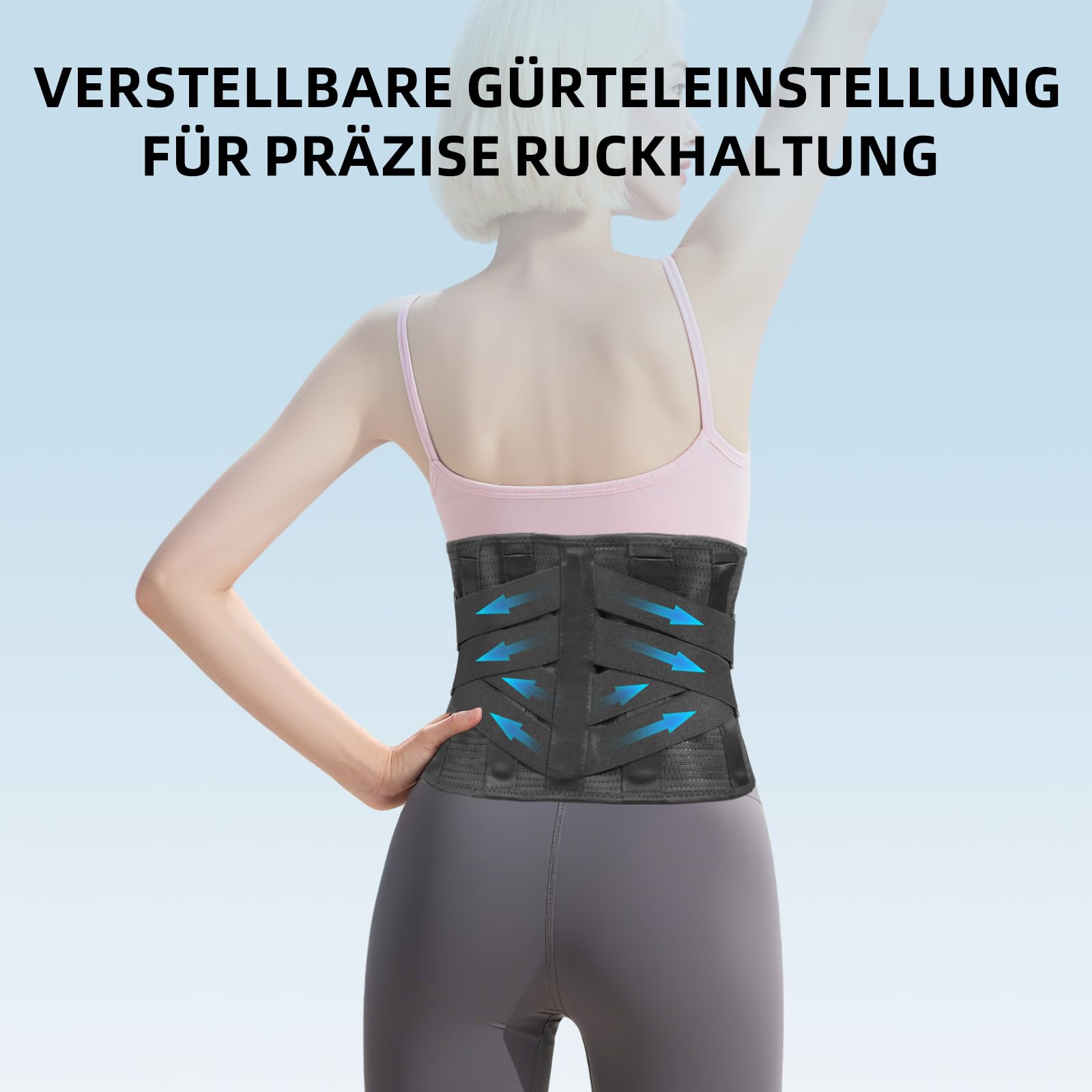 Rückenbandage für Schmerzen im unteren Rücken, ergonomisches Design mit 7 Stäben, verstellbare Lendenwirbelstütze mit atmungsaktivem Netzgewebe für Bandscheibenvorfall, Ischias, Skoliose