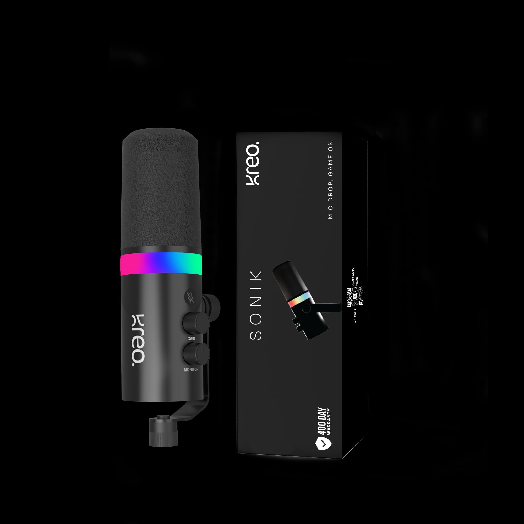 Kreo Sonik Dynamic Gaming Microphone – XLR/USB Mic with RGB Lighting, Gain & Mute Control, Desk Stand – for PC, Mobile, Console, Streaming, Podcasting, YouTube, Discord, Recording - Image 8 thumbnail