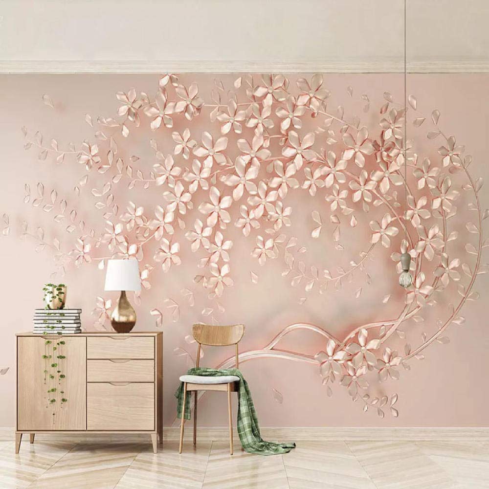3D Papier Peint Mural Rose Or Fleur De Luxe Salon 3D Stéréo TV Fond Décoration Murale Papier Peint Décoration de La Maison