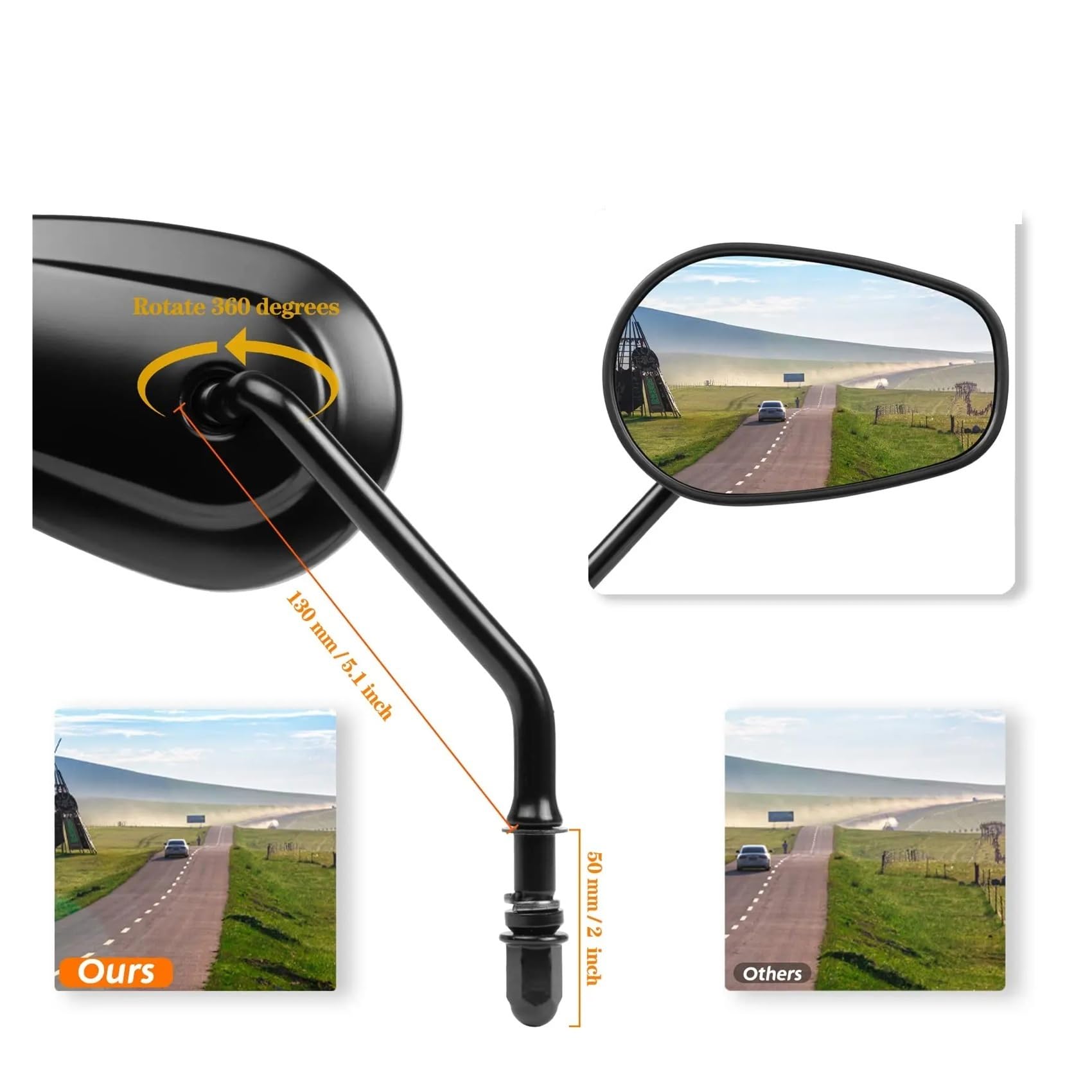 motos Miroir vélo Rétroviseurs Latéraux De Moto 8 Mm Pour Softail, Pour Dyna, Pour SPORTSTER XL 883, 1200, CVO, FXDB, FXDF(1Pair Sliver)