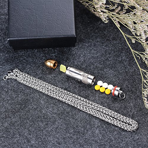 ANO Titanium Mini Nitro Pill Fob Inner Diameter 0.32 Inch with Premium 28 Inches Necklace and Extra Chamber Tip Light Weight Pill Holder for EDC Waterproof 30ft - Thumbnail 4