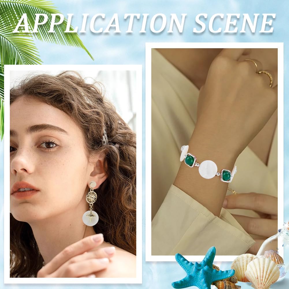 SUNNYCLUE 1 Box 40Pcs 20mm Flat Shell Beads Mother of Pearl Charms Natural Hawaii Style Round Freshwater Shells Coin Beads for Jewelry Making Necklace Bracelet Crafts Christmas Wedding Women Beginners - Image 5