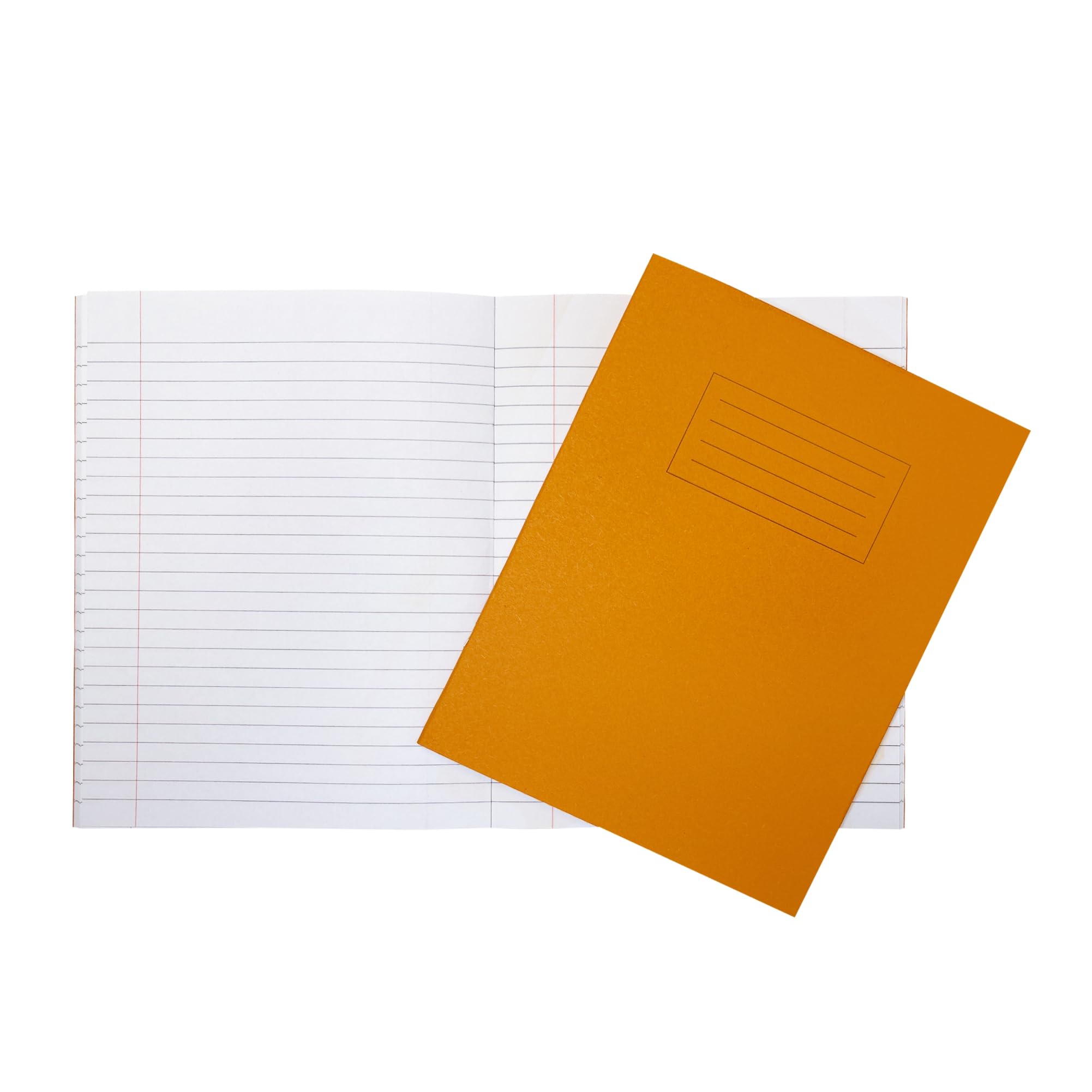 Janrax Pack of 10 9x7 Orange 80 Page Feint Ruled with Margin Exercise Books WF Paper with 225gsm Manilla Cover