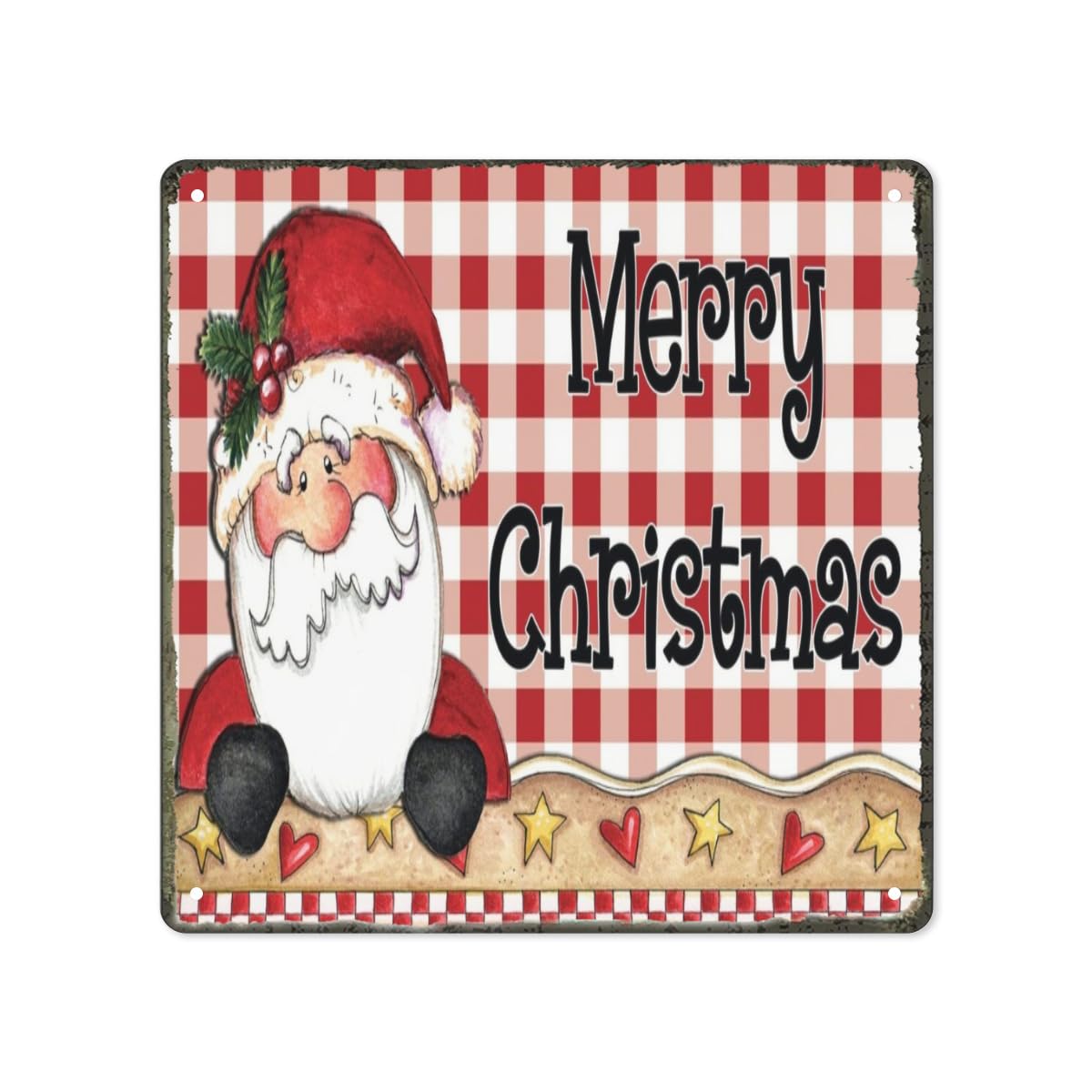 rayprint Christmas Santa Red white Vintage Merry Christmas Metal Tin Sign Home Bar Cafe Garage Wall Decor 12 x 12 Inch
