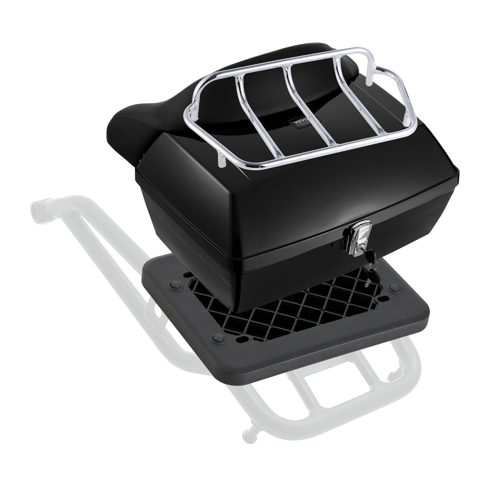VEVOR Baúl Portacascos Universal para Motos 48 L Baúl de Moto de Material PP Maleta Portacascos Impermeable y Extraíble con Base de Múltiples Orificios Caja para Motocicleta 565 x 500 x 380 mm