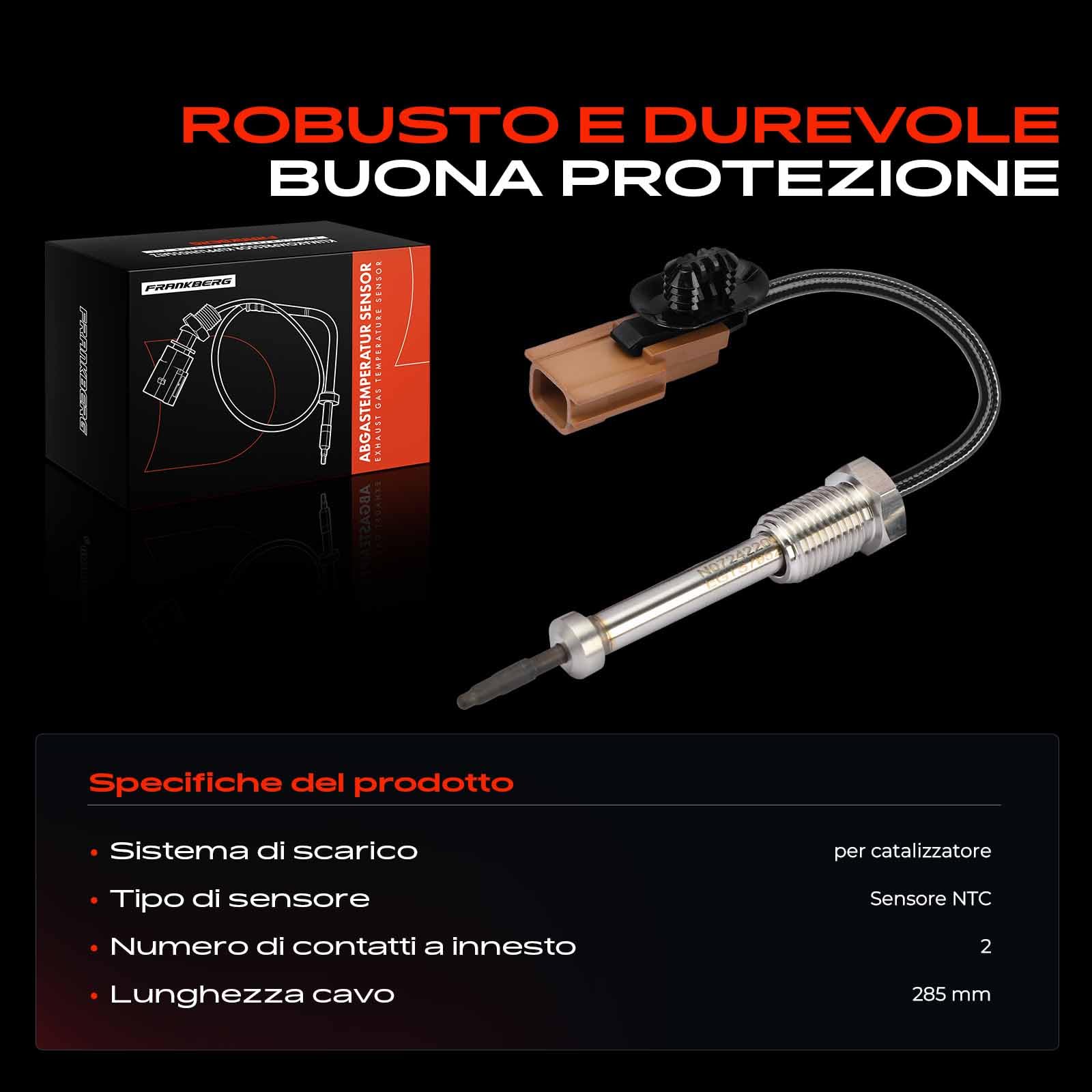 Frankberg Sensore di temperatura dei gas di scarico | A6079052900; Compatibile con: Citan Van/MPV W415, CLA Coupé C117, Citan Mixto (cabina doppia) W415, Classe GLA X156