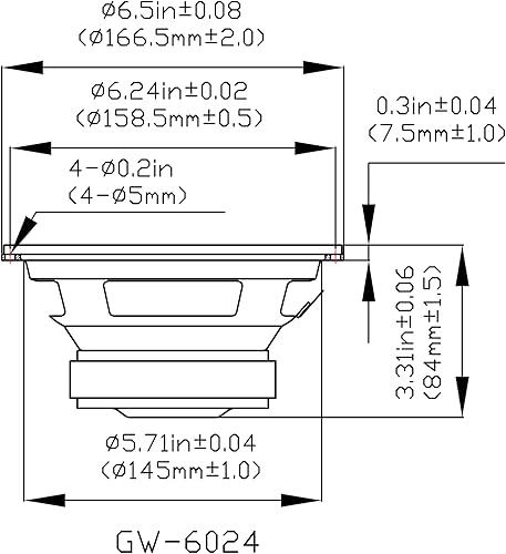 Miniatura 6 de Goldwood Sound GW-6028 - Woofer de goma envolvente de 6.5 pulgadas, 170 vatios, 8 ohmios, altavoz de repuesto, color negro