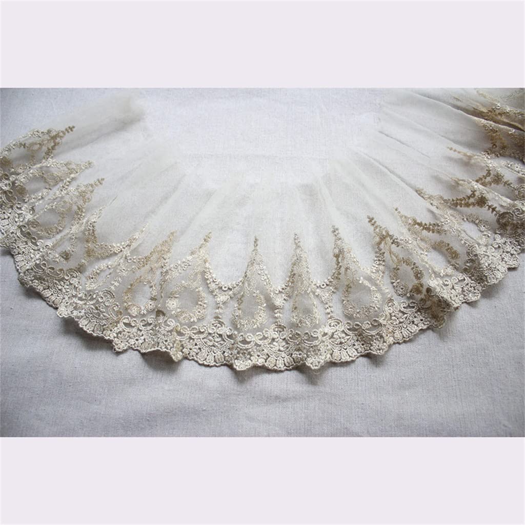 Générique Tulle Dentelle Tissu Paillettes Fil d'or Broderie Frange Ruban Bricolage Robe De Mariée Vêtements Rideaux Couture Décor (Couleur : Blanc, Taille : 20CM) (Blanc 20CM)