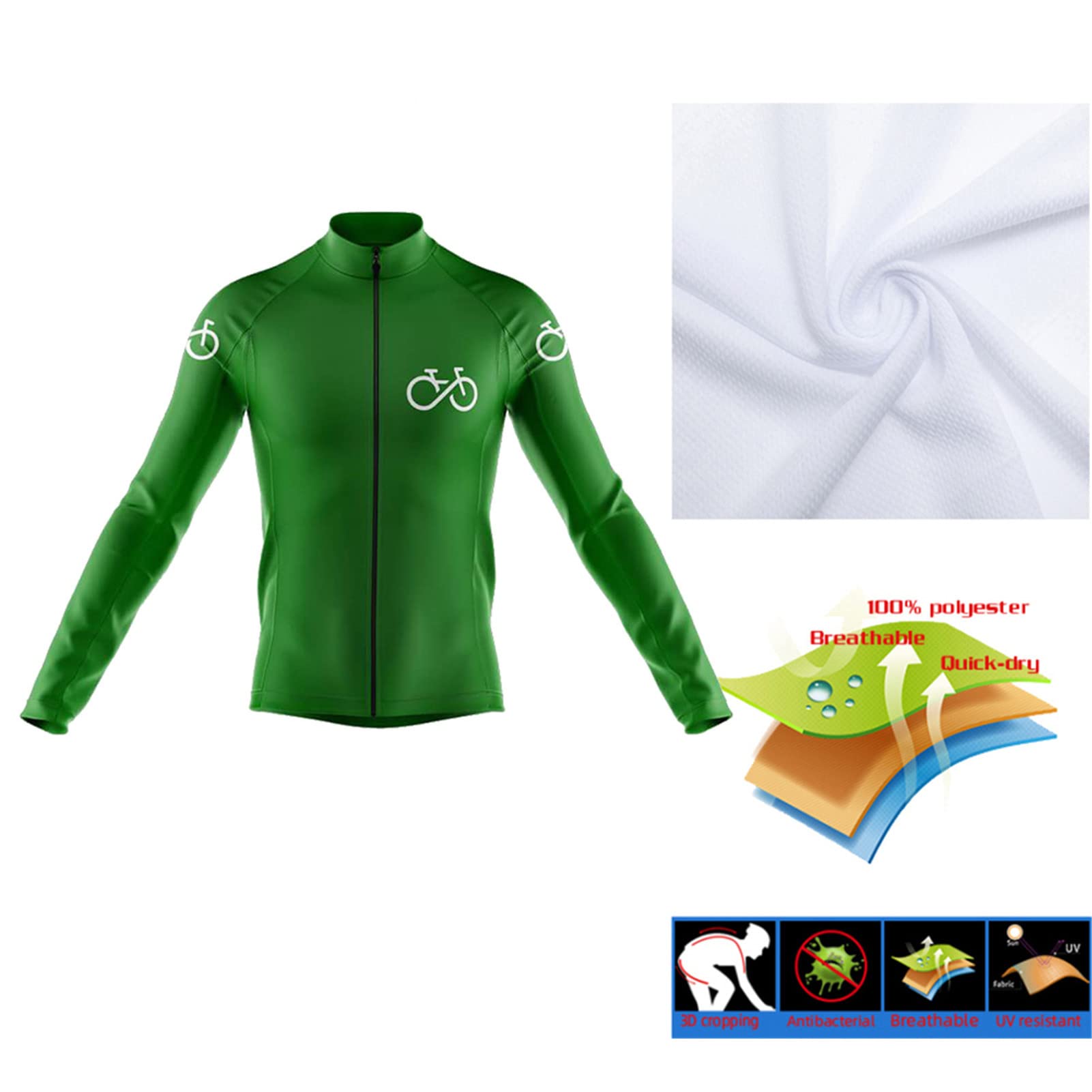 Maillot de Ciclismo Hombre Pantalones Largos Mangas Largas de Ciclismo Conjunto de Ropa Maillot Otoño Invierno Primavera 3D Acolchado+Bib Pantalones Culote de Ciclista Largo