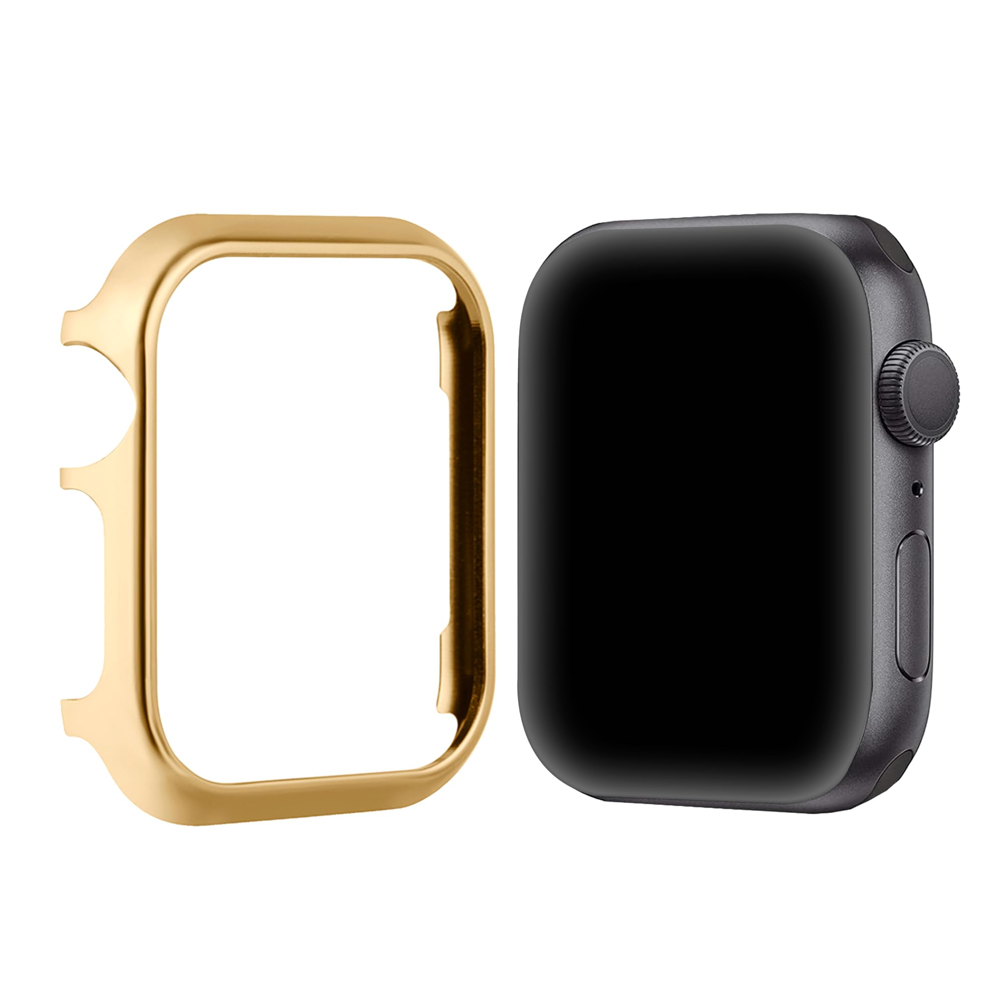 Obudowa ze stali nierdzewnej Kompatybilny z Apple Watch Series SE 40 mm złoty, błyszcząca obudowa Odporna na uderzenia metalowa osłona ochronna Odporna na zarysowania ultracienka obudowa zegarka ze