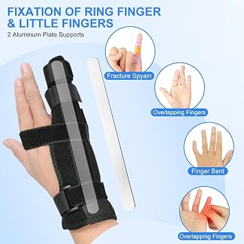 Pinky Finger Splint, Adjustable 4th or 5th Finger Splint, Metacarpal Finger Splint Hand Brace for Broken Fingers, Arthritis, Tendonitis, Little Finger Brace Fits for Left & Right Hand, M