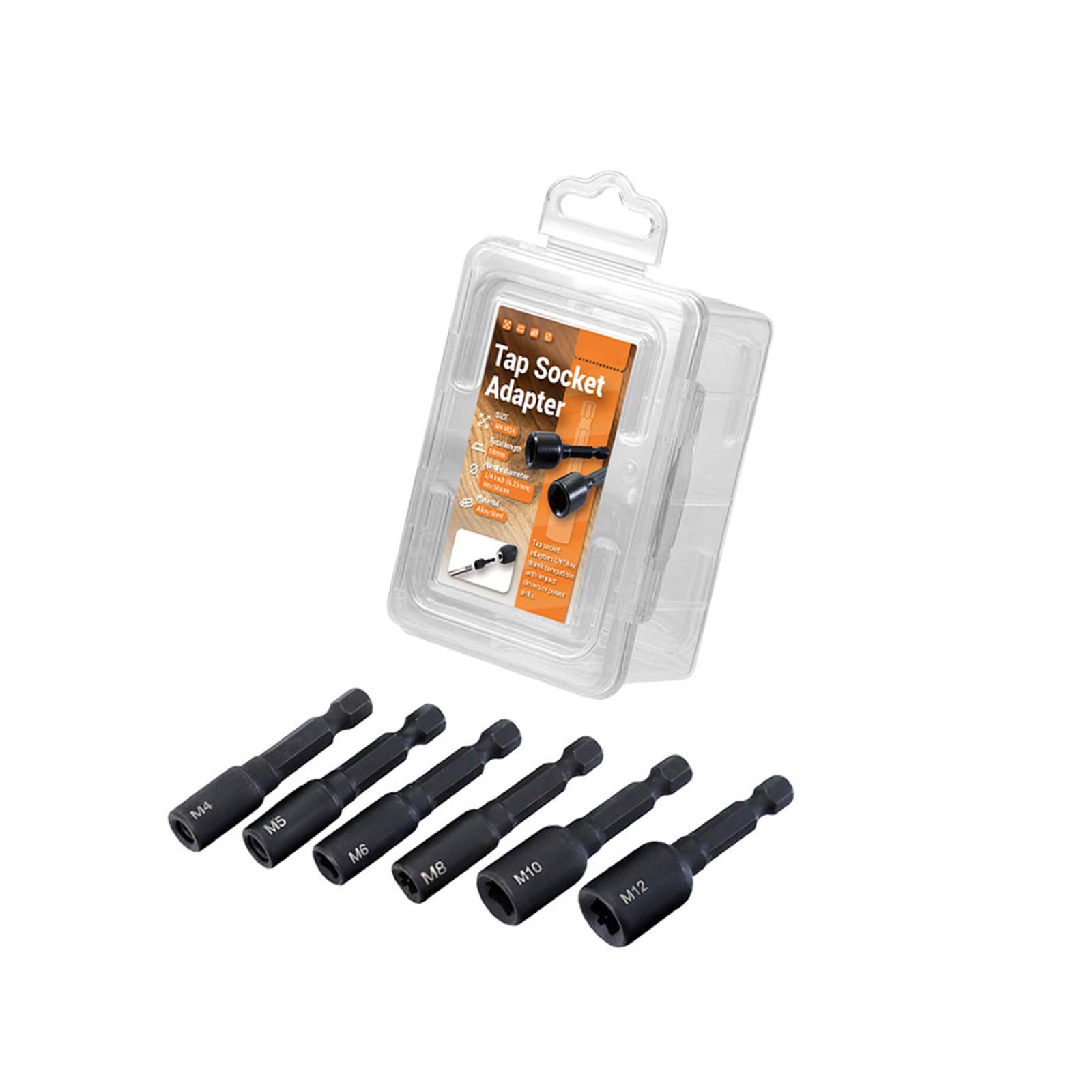 Electric Drill Threading Tool, 8Pcs Shank Tap Die Adapter for Professional Tapping Mixture Steel Machine Tap Port