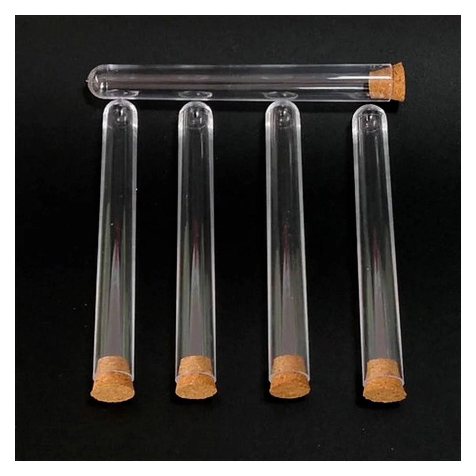 yingyingjia 100 teile/los 12x100mm labor durchsichtigen kunststoff reagenzglas rundboden fläschchen mit korken