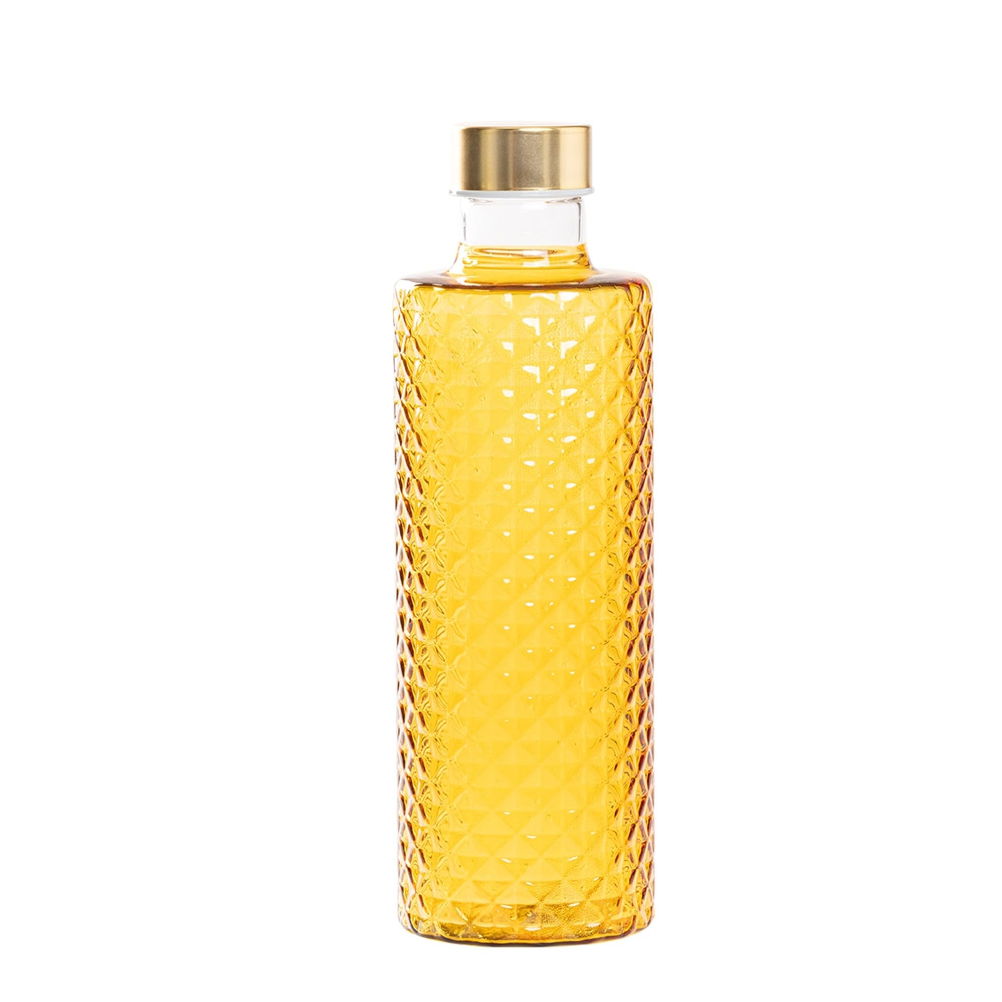 Bouteille en verre borosilicate soufflé bouche effet diamant or