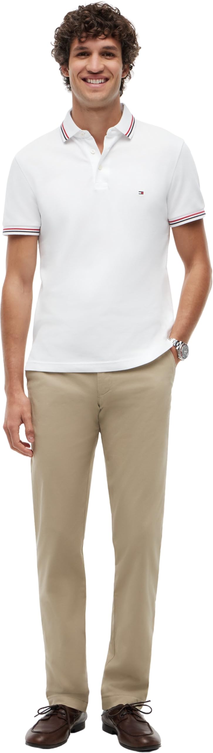 Tommy Hilfiger Herren Poloshirt Kurzarm Slim Fit mit Kontrast-Details