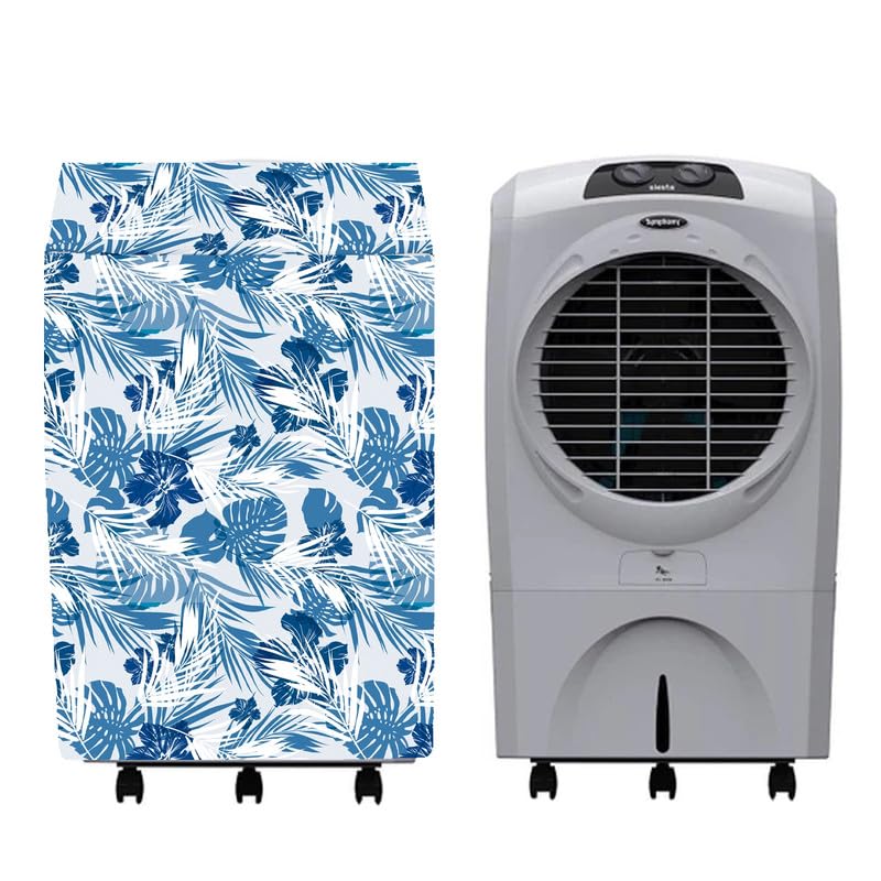 Image of Printed Cooler Cover Compatible for Symphony Siesta 95 litres Desert Air Cooler, Waterproof Cover, Size (LXBXH) 72 X 58 X 113 Cm, White Blue.