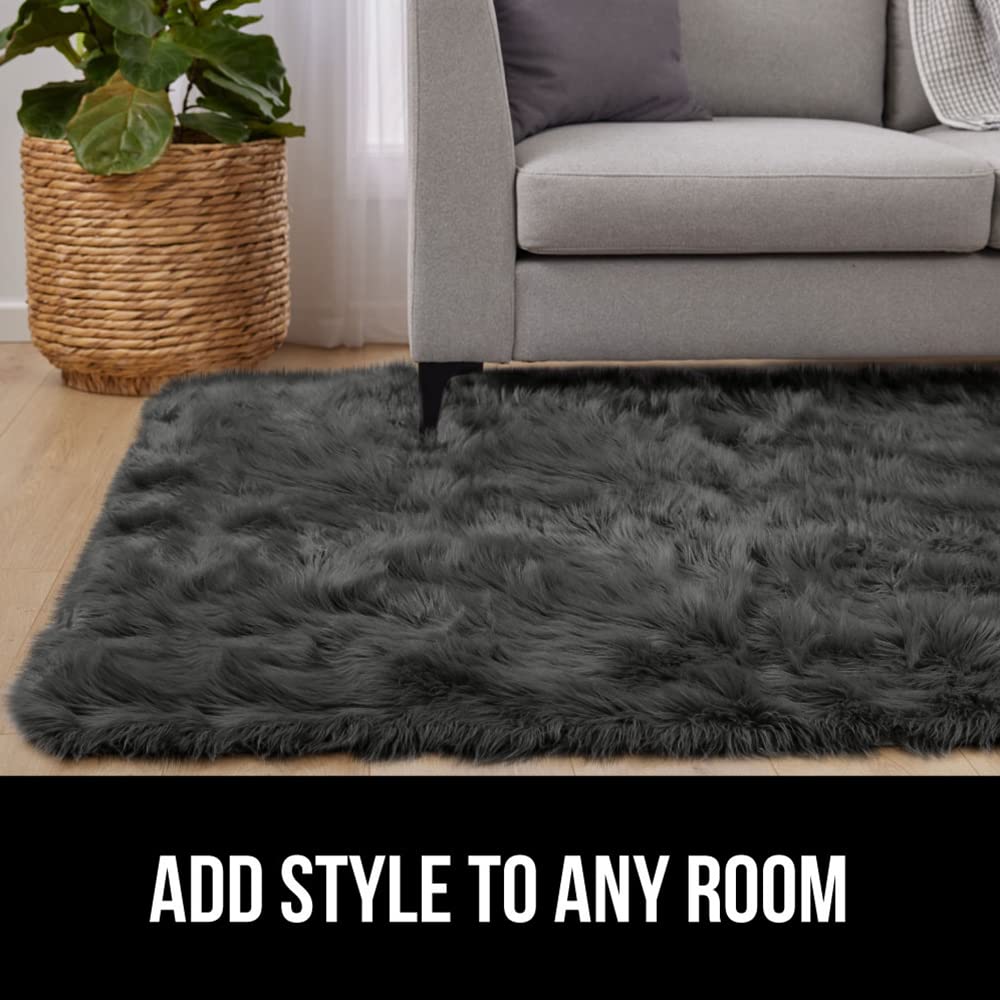 Gorilla Grip Fluffy Faux Fur Rug, 5x7, Machine Washable Soft Furry Area