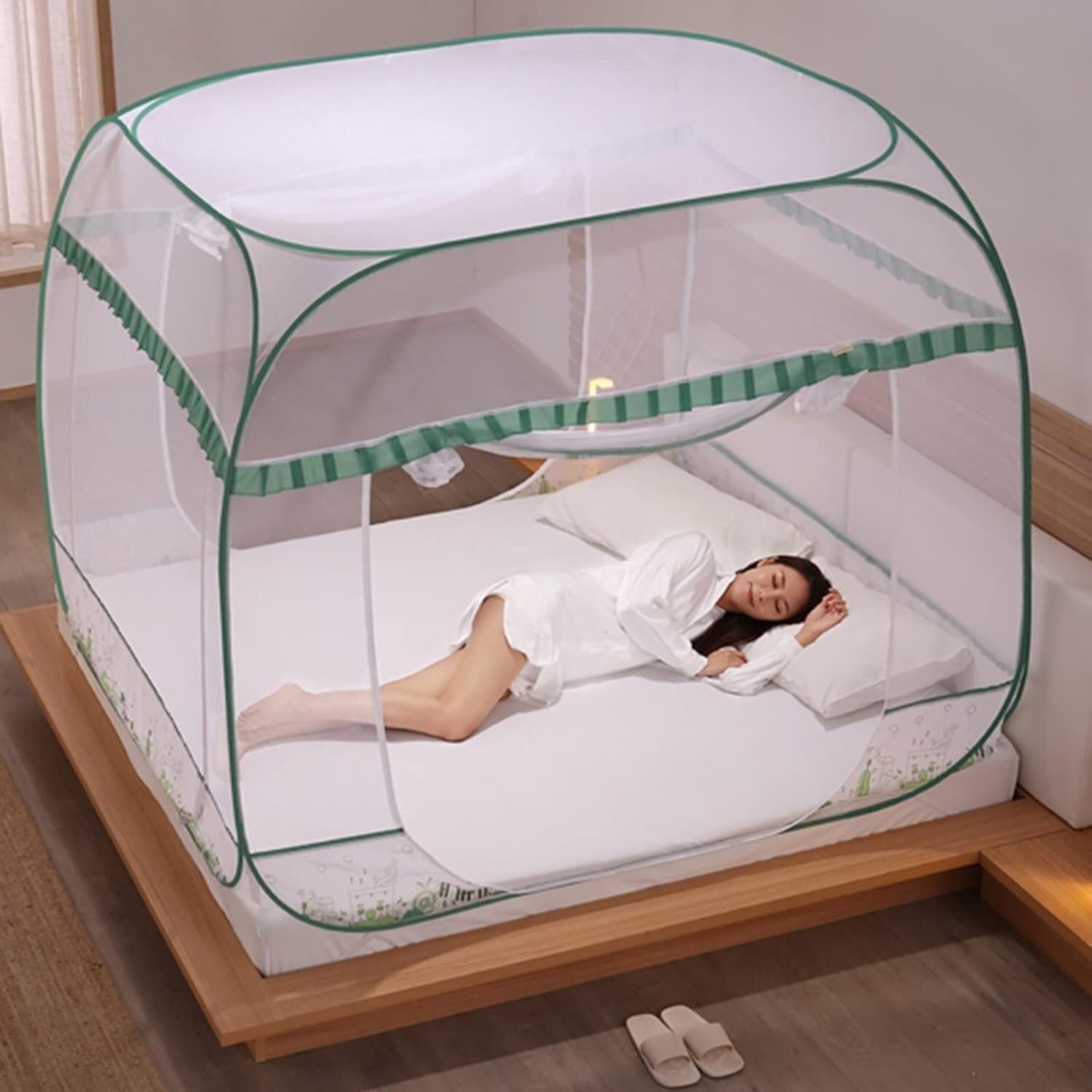 Moskitiera Składana moskitiera, instalacyjna wyskakująca moskitiera do sypialni/podwórka/kempingu, przenośna moskitiera(1.8m)