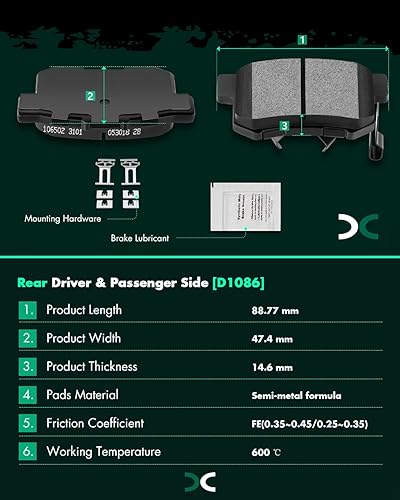 Miniatura 340 de SCITOO D1629 Ceramic Brake Pads Sets Front Fit For Dodge For Durango,For Jeep Grand Cherokee,For Mercedes-Benz