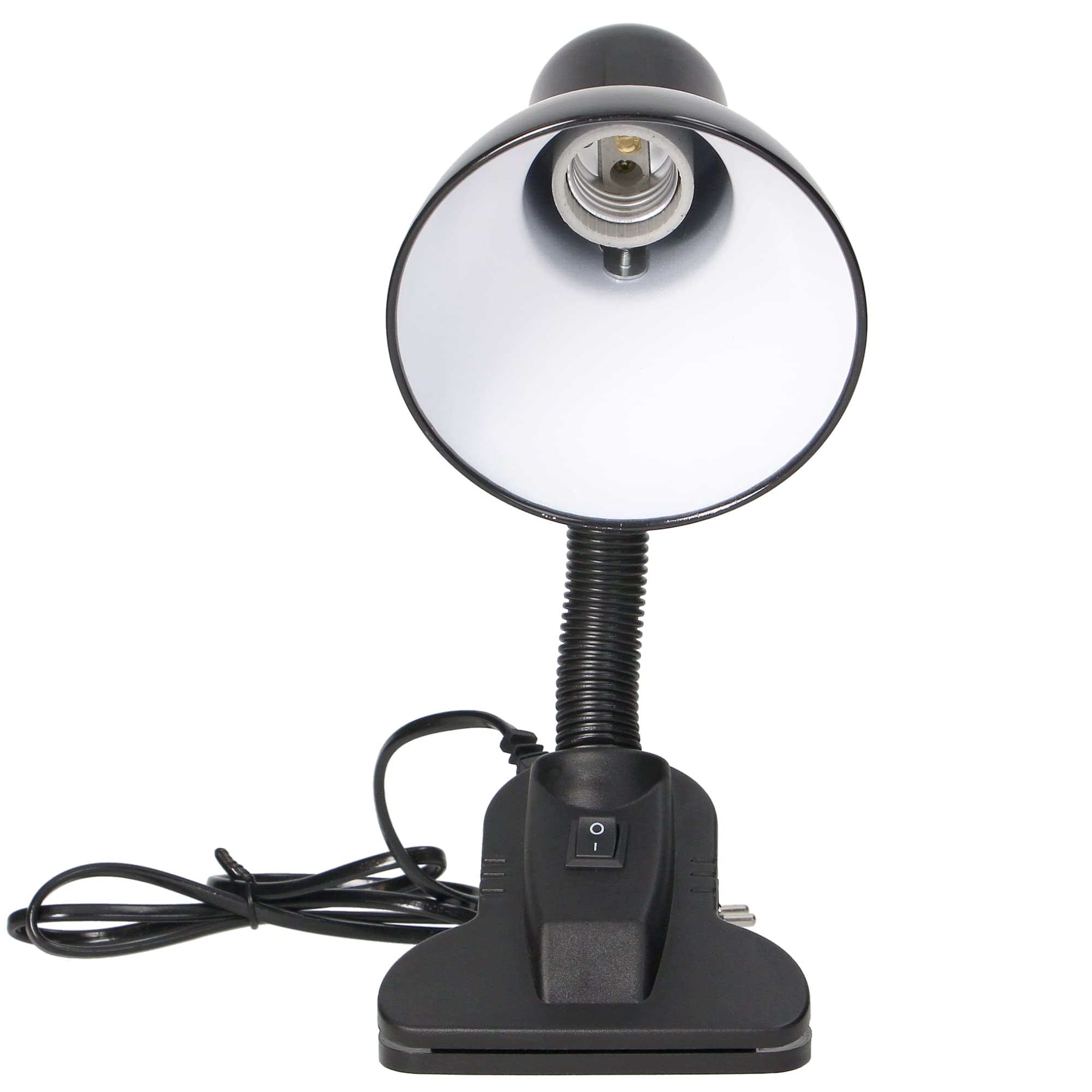 Virone LATSA 10W Lampe de Lecture Lit E27 Avec Clip et Interrupteur Acier + Plastique Flexible Longueur du câble ~ 90 cm (le noir)