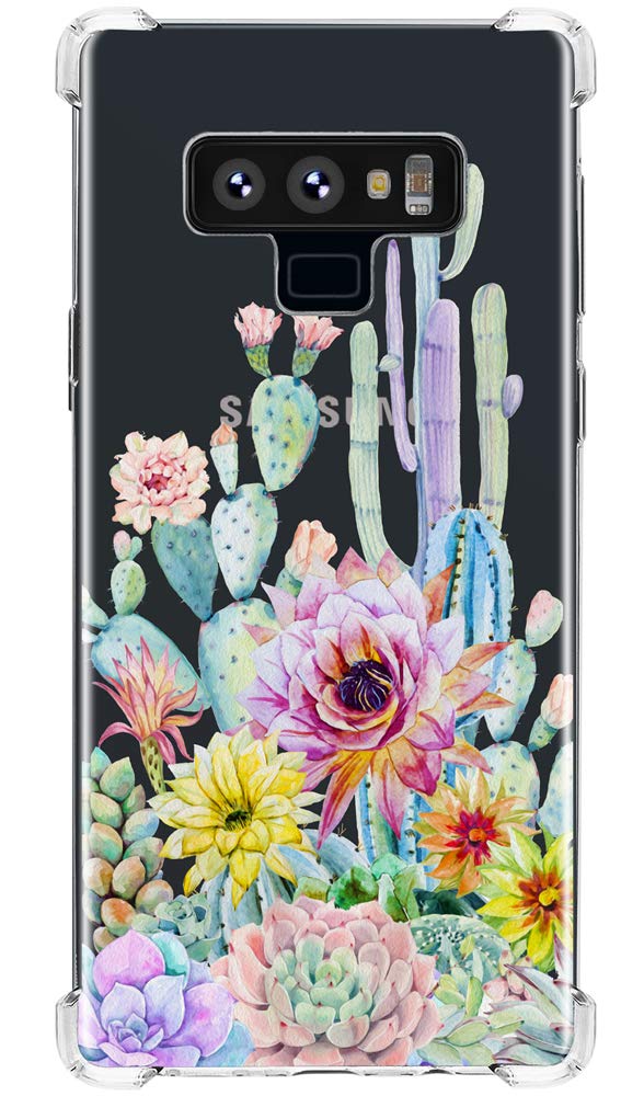 IiEXCEL Galaxy Note 9 Case Cactus, Cute Cactus Prickly Pear Succulent Plants Pattern Clear Flexible TPU Bumper Protective Cover Case for Samsung Galaxy Note 9 - Cactus Colorful 8