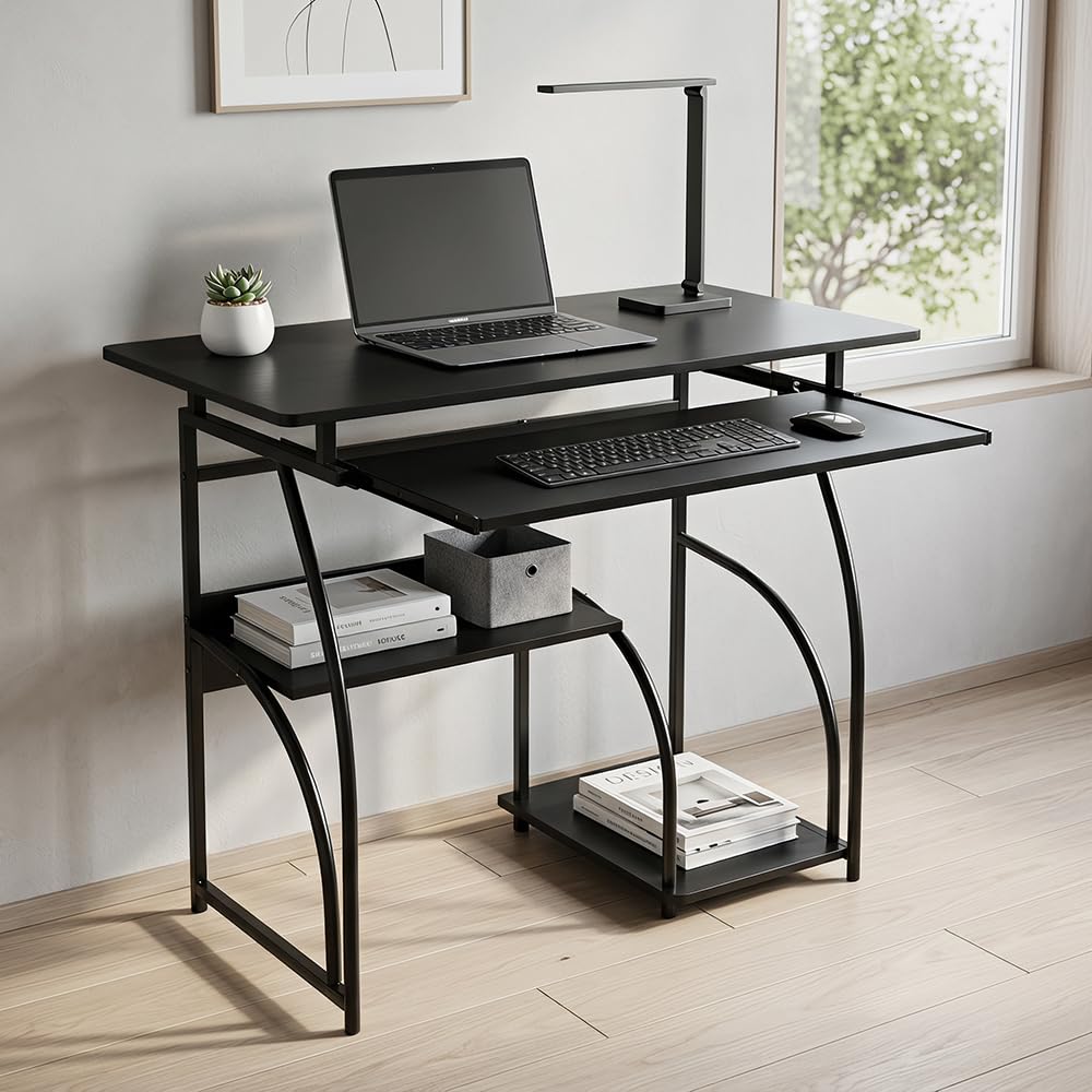 LevalCraft Computer Desk with Keyboard Tray 80cm Home Office Writing Desk