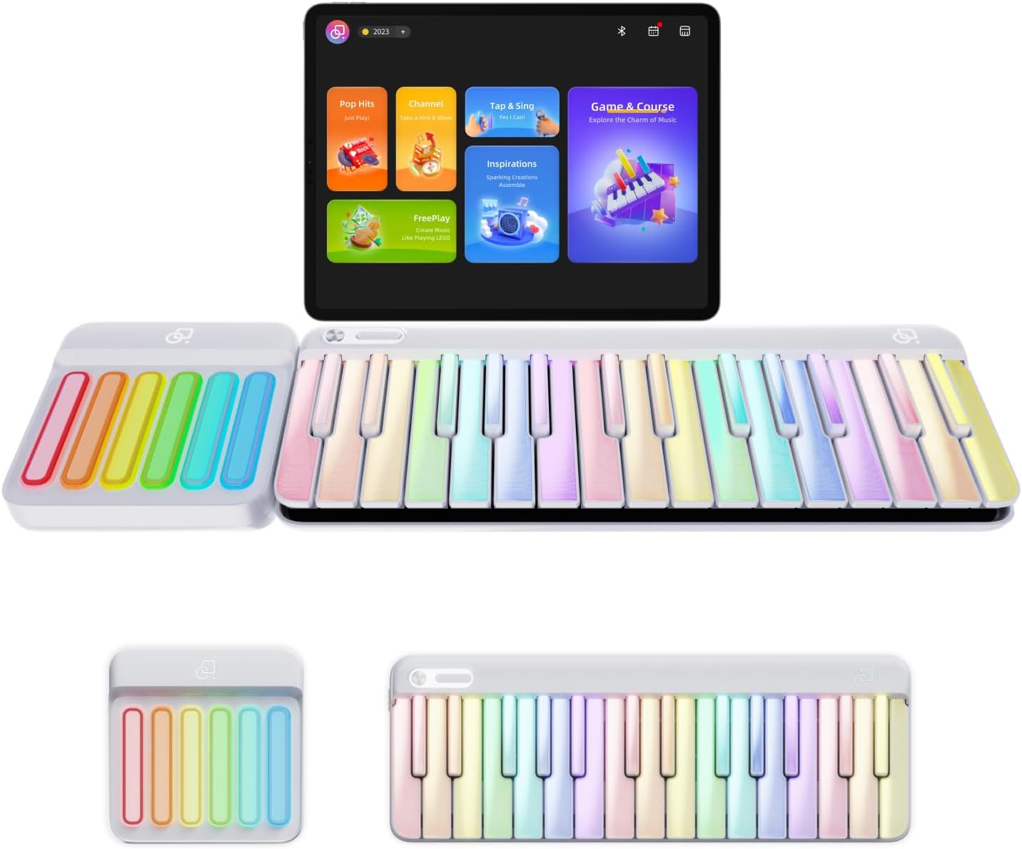 Smart Piano keyboard with Colored Light-up Keys, Smart Interactive Sing-Along with Chords for Fun, Free Lessons & Games, MIDI, Built-in Instrument Synth, Portable Expandable Piano