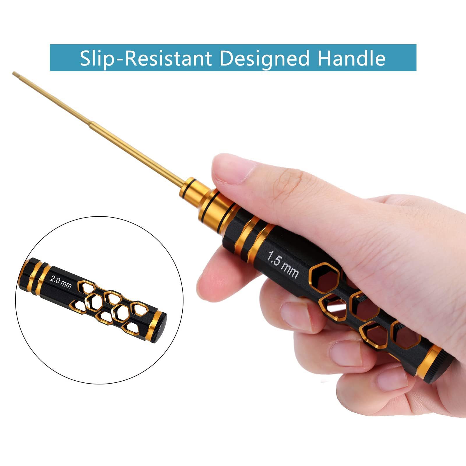 Set di 4 cacciaviti esagonali con manico a nido d'ape con punta rivestita 1,5/2/2,5/3,0 mm per telecomando riparazione auto cacciavite di precisione per telecomando auto